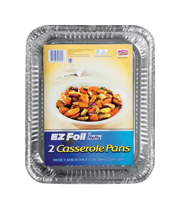 Hefty EZ Foil 9-1/4 in. W X 11-3/4 in. L Casserole Pan Silver 2 pk (Pack of 12)