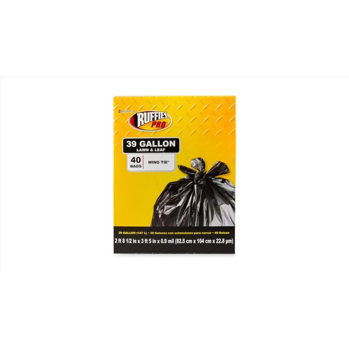 Ruffies Pro 39 gal Lawn & Leaf Bags Wing Ties 40 pk (Pack of 6)