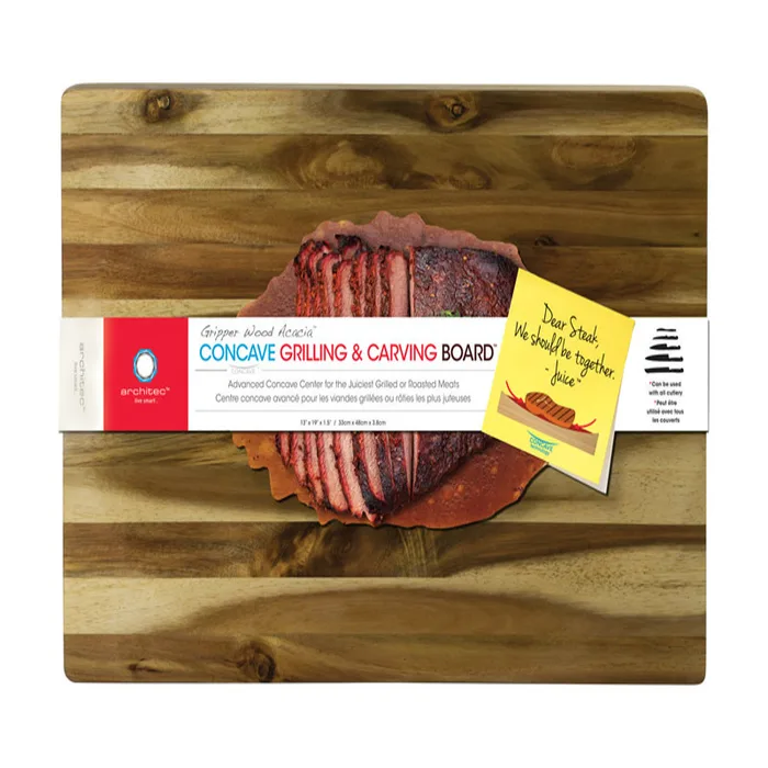 Architec Gripperwood 19 in. L X 13 in. W X 1.5 in. Acacia Wood Concave Carving Board (Pack of 3)