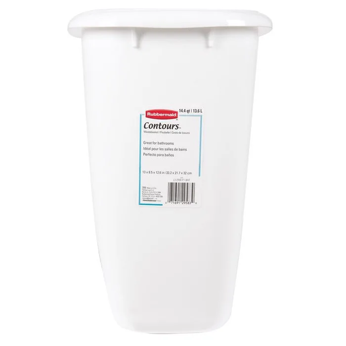 Rubbermaid Contours 3.5 gal White Plastic Vanity Wastebasket (Pack of 6)