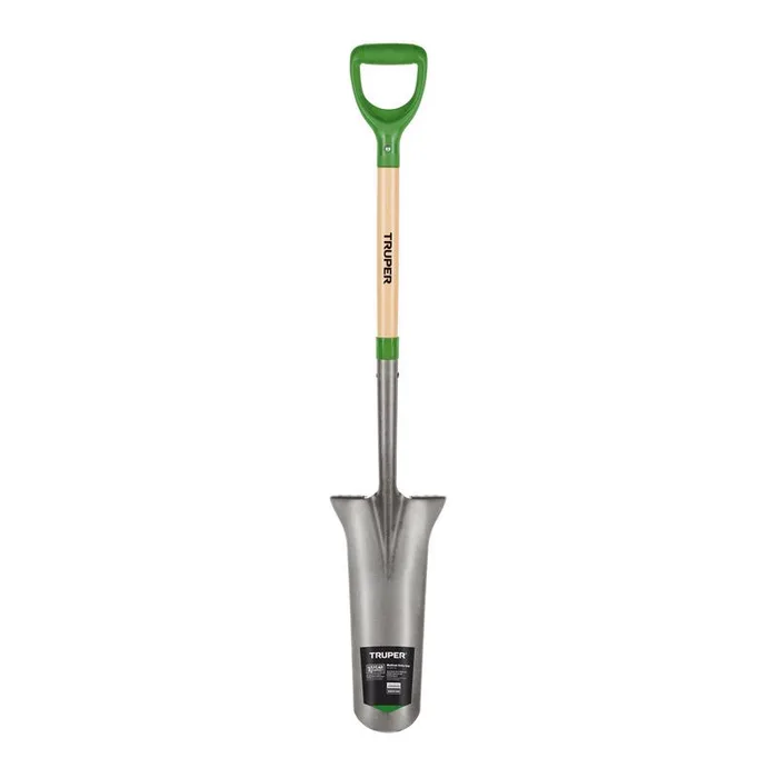 Truper Tru-Tough 48 in. Steel Round Drain Spade Wood Handle