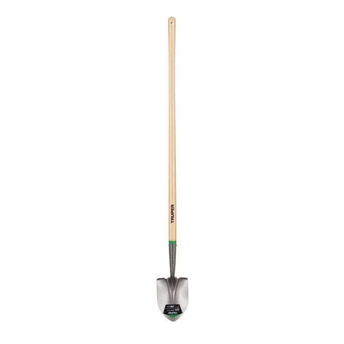 Truper 54.25 in. Steel Round Garden Shovel Wood Handle
