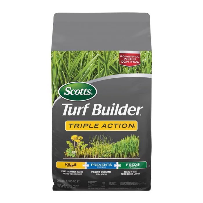 Scotts Turf Builder Triple Action Weed & Feed Lawn Fertilizer For Multiple Grass Types 4000 sq ft