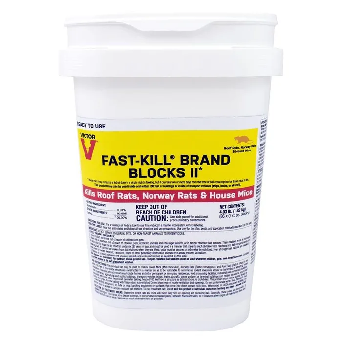 Victor Fast-Kill Brand Blocks II Toxic Oat Rodenticide Bait Blocks For Mice and Rats 4 lb