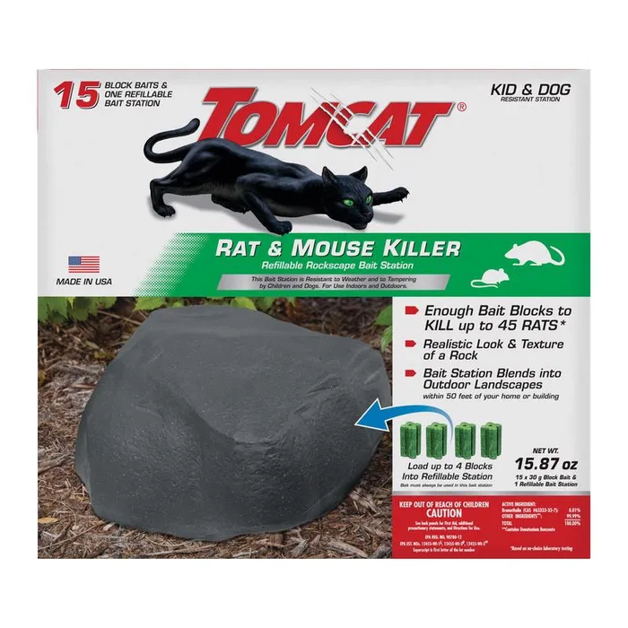 Tomcat Rockscape Bait Station and Bait Blocks For Mice and Rats 15 gm 1 pk