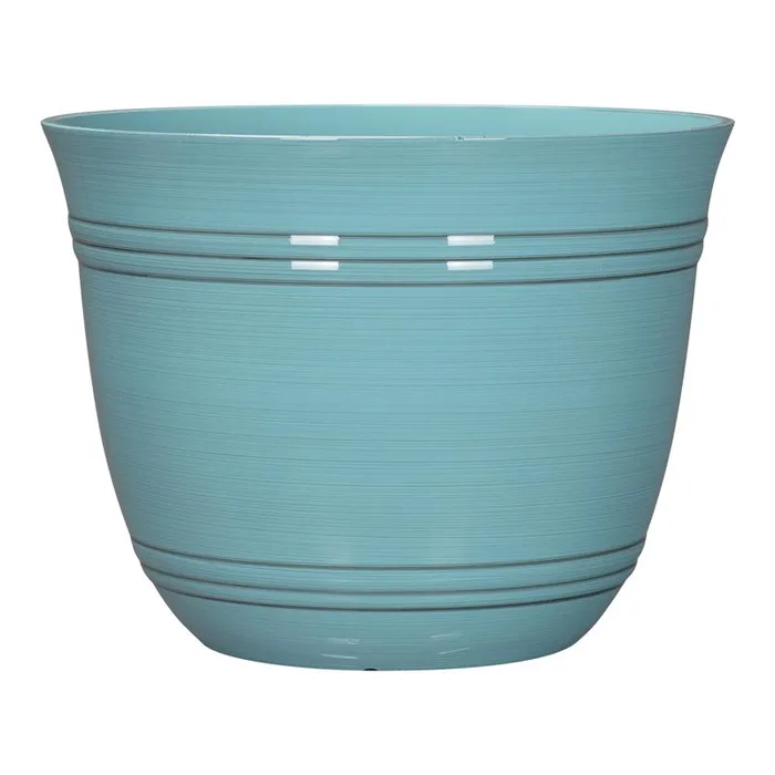 L&G 11 in. H X 14.5 in. W X 14.5 in. D X 14.5 in. D Polyresin Galileo Planter Aqua