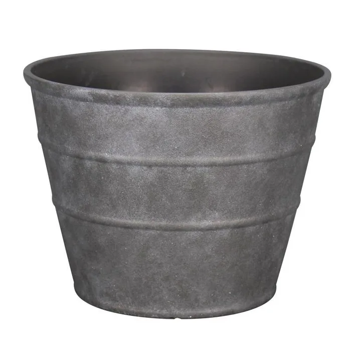 L&G 12 in. H X 16 in. D Polyresin Hamilton Planter Charcoal