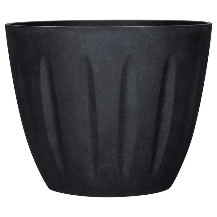 L&G 12.8 in. H X 16 in. W X 16 in. D X 16 in. D Polyresin Spritzer Planter Black