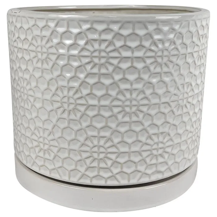 Border Concepts 12 in. D Ceramic Amelia Planter White