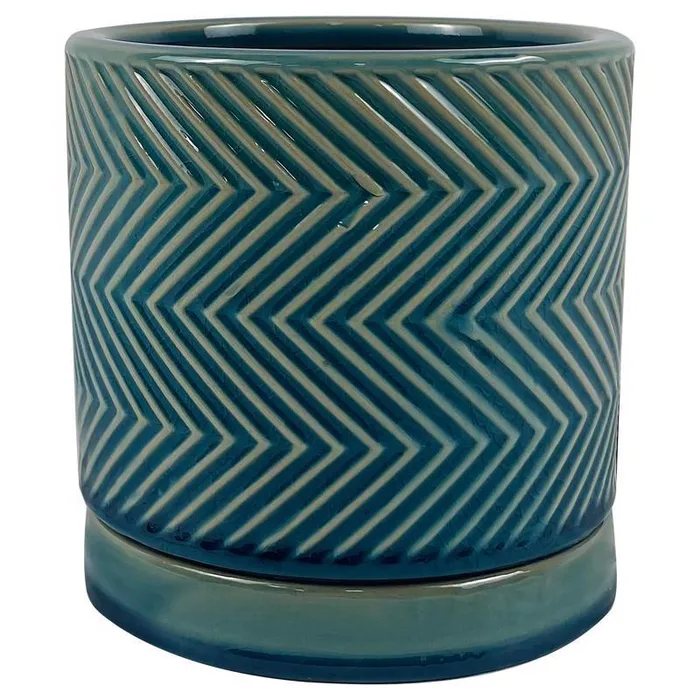 Border Concepts 6 in. D Ceramic Cross Pattern Planter Blue (Pack of 6)