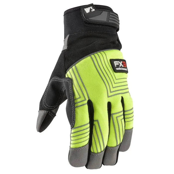 Wells Lamont FX3 Men's Indoor/Outdoor Hi-Viz Work Gloves Black/Yellow M 1 pair