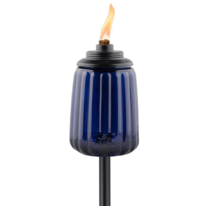 TIKI Blue Glass 66 in. Outdoor Torch 1 pc