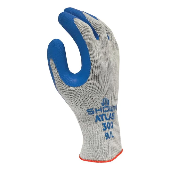 SHOWA ATLAS 300 Unisex Indoor/Outdoor Coated Work Gloves Blue/Gray S 1 pair (Pack of 12)