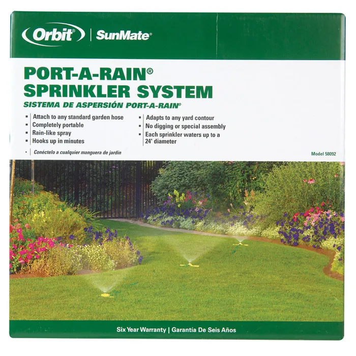 Orbit Port-A-Rain Plastic Non-Tipping Base Stationary Sprinkler 2827 sq ft