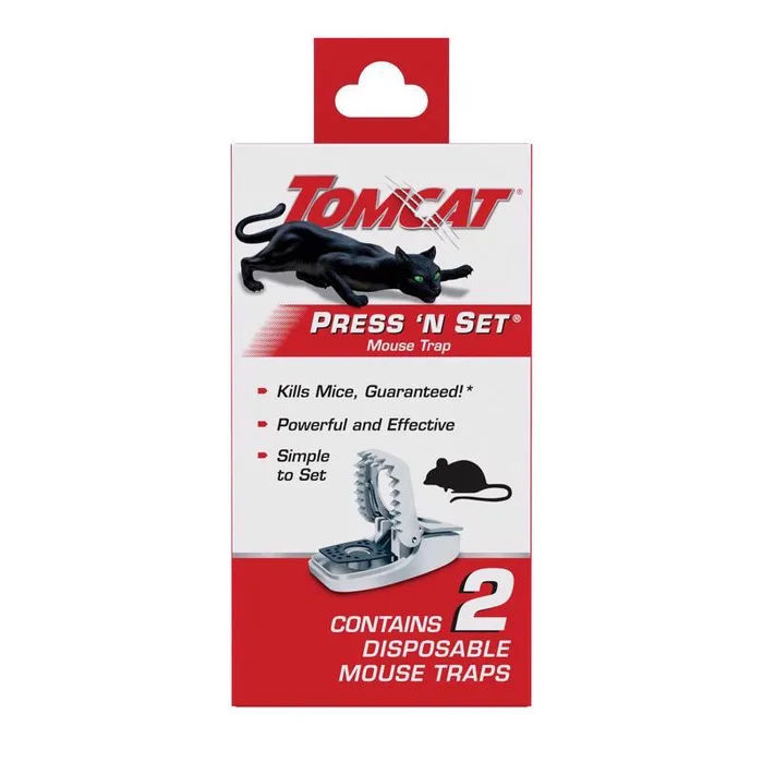 Tomcat Press 'N Set Small Snap Trap For Mice 2 pk (Pack of 8)