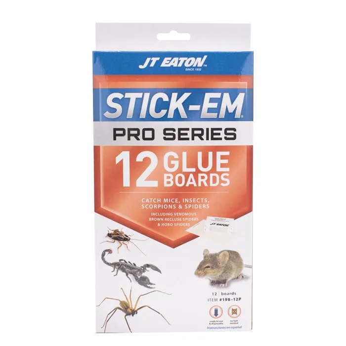 JT Eaton Stick-Em Pro Series Small Glue Board Trap For Insects/Mice/Spiders 12 pk (Pack of 12)