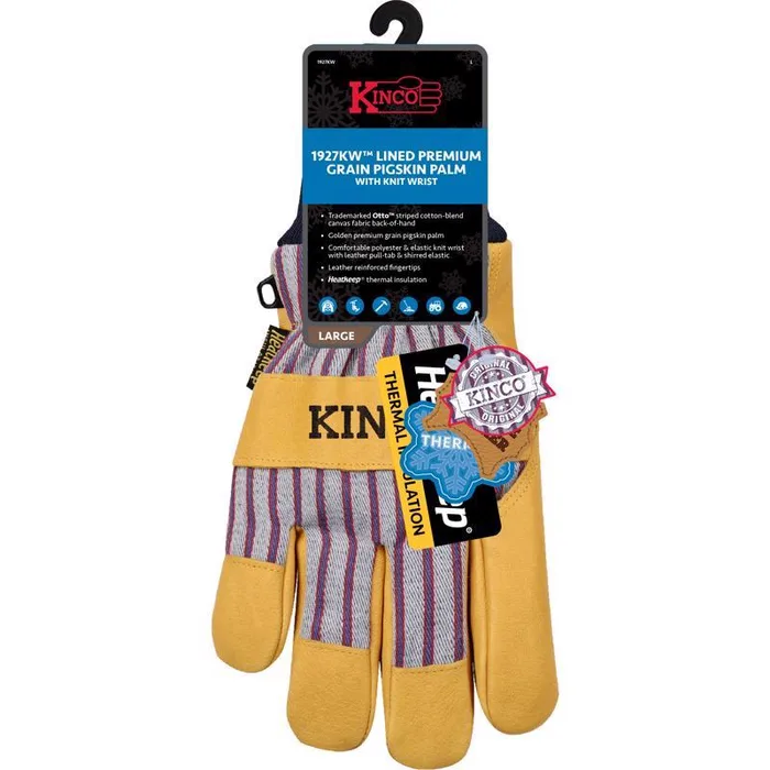 Kinco Men's Outdoor Knit Wrist Work Gloves Yellow XL 1 pair