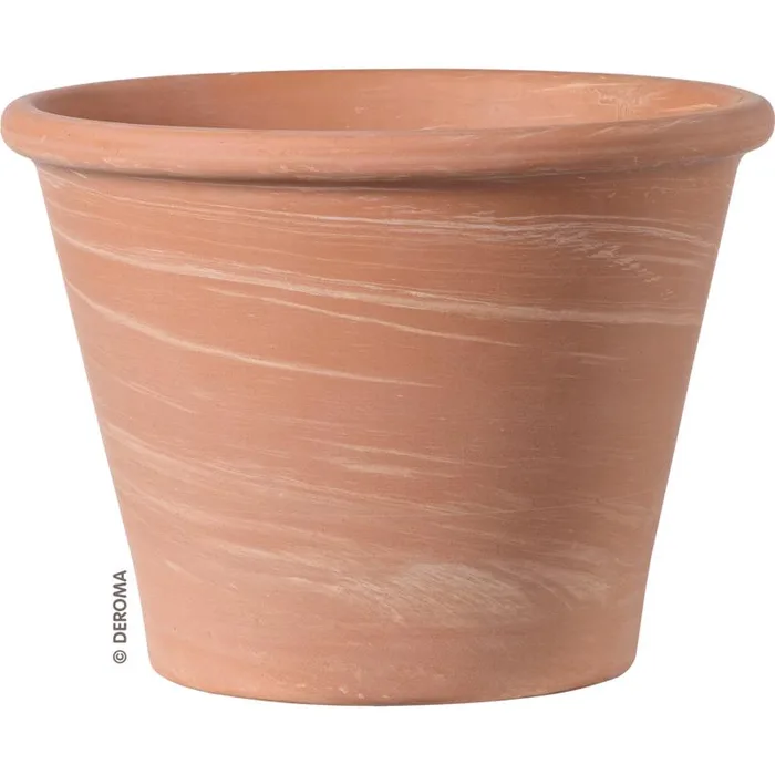 Deroma Vasum Duo 4.96 in. H X 6.7 in. D Clay White Striped Planter Brown