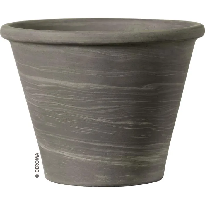 Deroma Vasum Duo 6.39 in. H X 8.3 in. D Clay Planter Graphite
