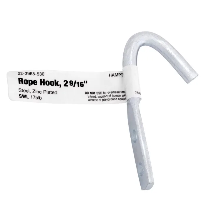 Hampton Small Zinc-Plated Silver Steel 2.5625 in. L Rope Binding Hook 175 lb 1 pk (Pack of 10)