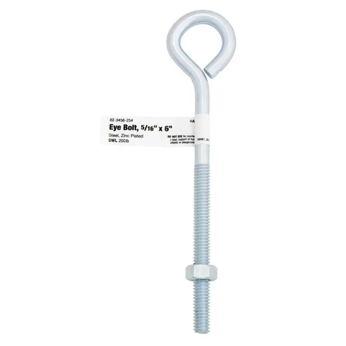 Hampton 5/16 in. X 6 in. L Zinc-Plated Steel Eyebolt Nut Included (Pack of 10)