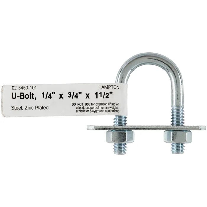 Hampton 1/4 in. X 3/4 in. W X 1-1/2 in. L Coarse Zinc-Plated Steel U-Bolt (Pack of 10)