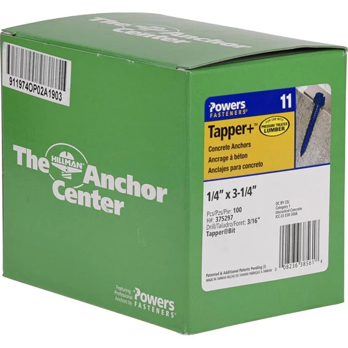 HILLMAN Tapper 1/4 in. D X 3.25 in. L Steel Hex Head Concrete Screw Anchor 100 pk