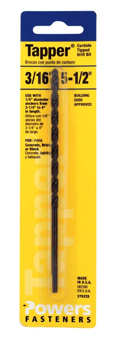 HILLMAN Tapper 3/16 in. X 5-1/2 in. L Carbide Tipped Drill Bit Straight Shank 1 pc