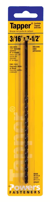 HILLMAN Tapper 3/16 in. X 7-1/2 in. L Carbide Tipped Drill Bit Straight Shank 1 pc