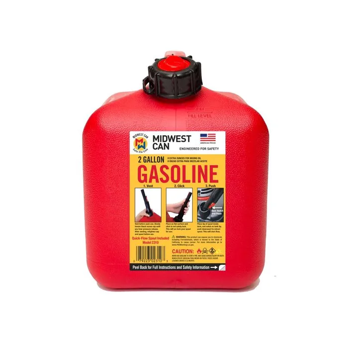 Midwest Can Quick Flow Spout HDPE Gas Can 2 gal (Pack of 6)
