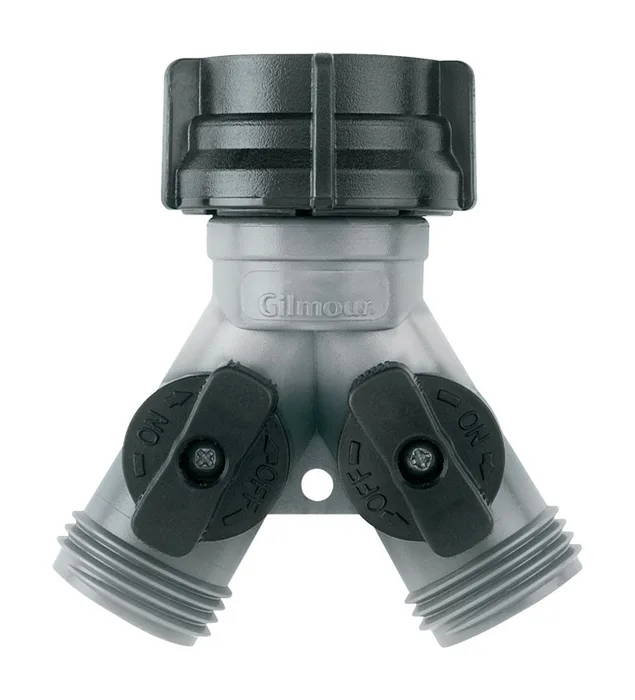 Gilmour Polymer Threaded 2 Male/1 Female Y-Hose Connector with Shut Offs (Pack of 12)