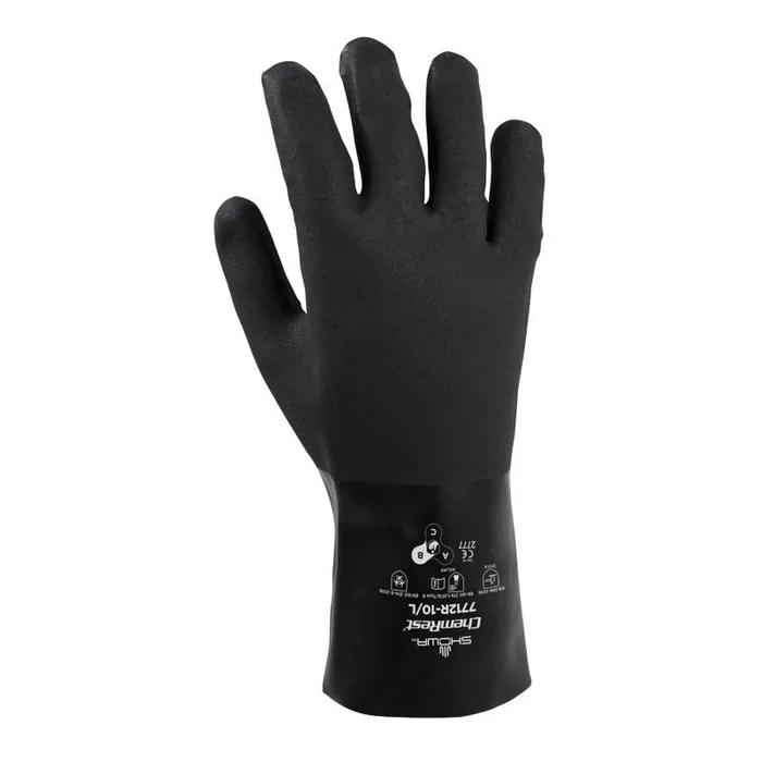 SHOWA ATLAS 7712 Unisex Indoor/Outdoor Coated Chemical Gloves Black L 1 pair