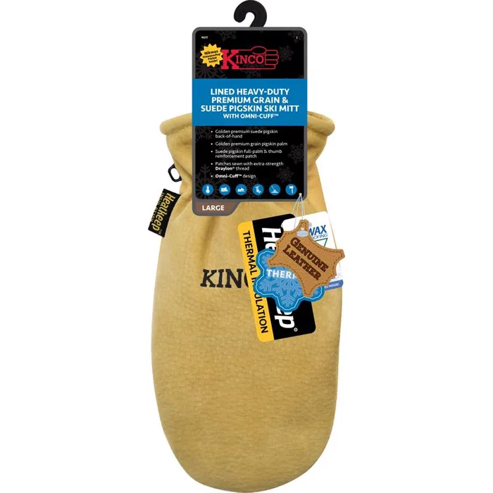 Kinco L Pigskin Leather Cold Weather Black/Gold Mittens