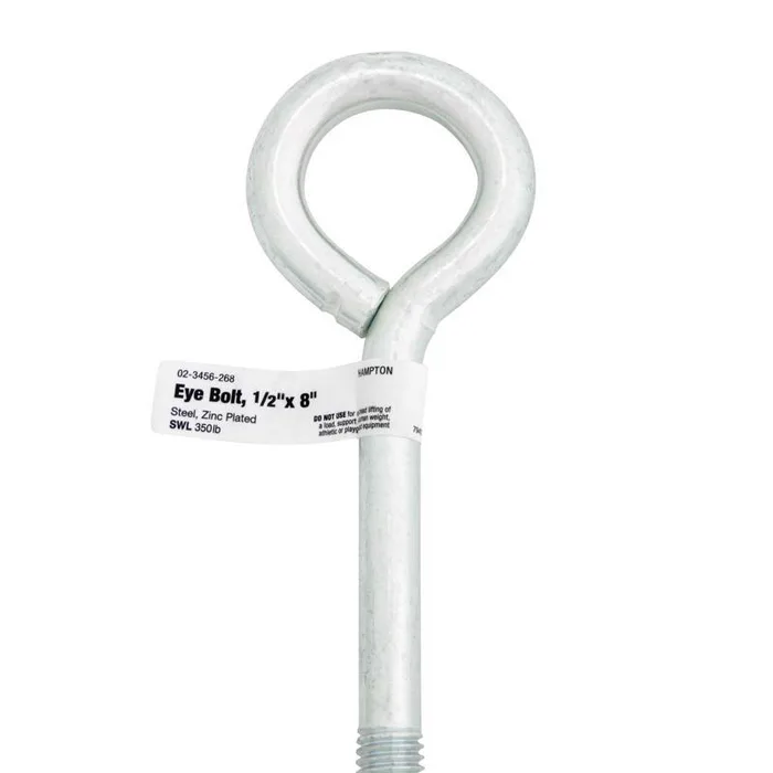 Hampton 1/2 in. X 8 in. L Zinc-Plated Steel Eyebolt Nut Included (Pack of 5)