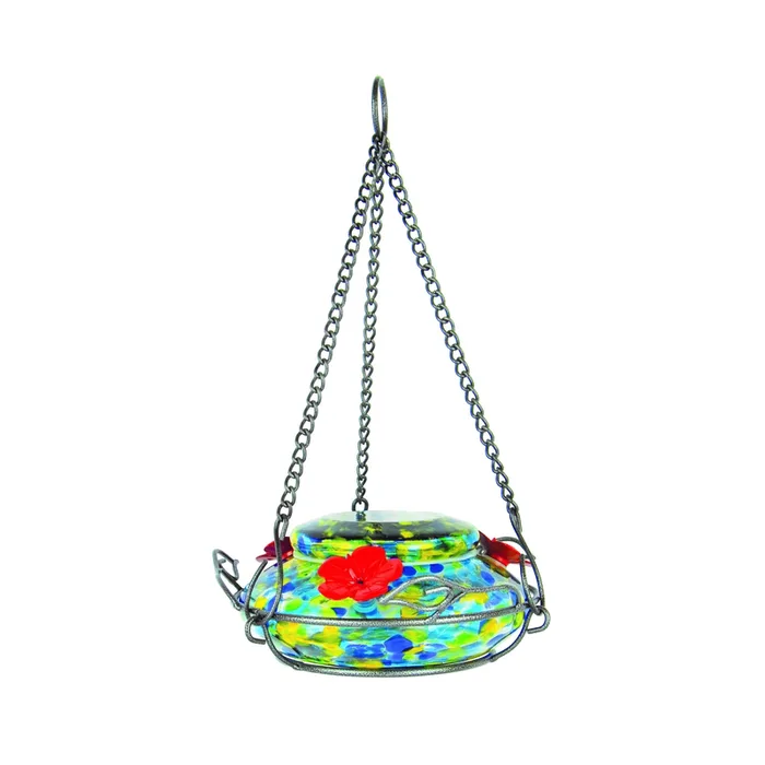 Nature's Way Hummingbird 16 oz Glass/Metal Illuminated Nectar Bird Feeder 3 ports (Pack of 4)