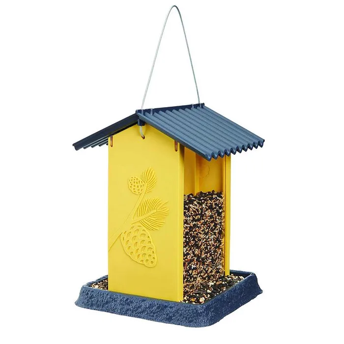 North States Village Wild Bird 4.25 lb Plastic Yellow Pinecone Hopper Bird Feeder 4 ports (Pack of 2)