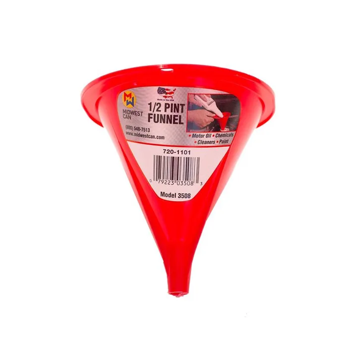 Midwest Can Red 4.5 in. H Polyethylene 0.5 pt Funnel