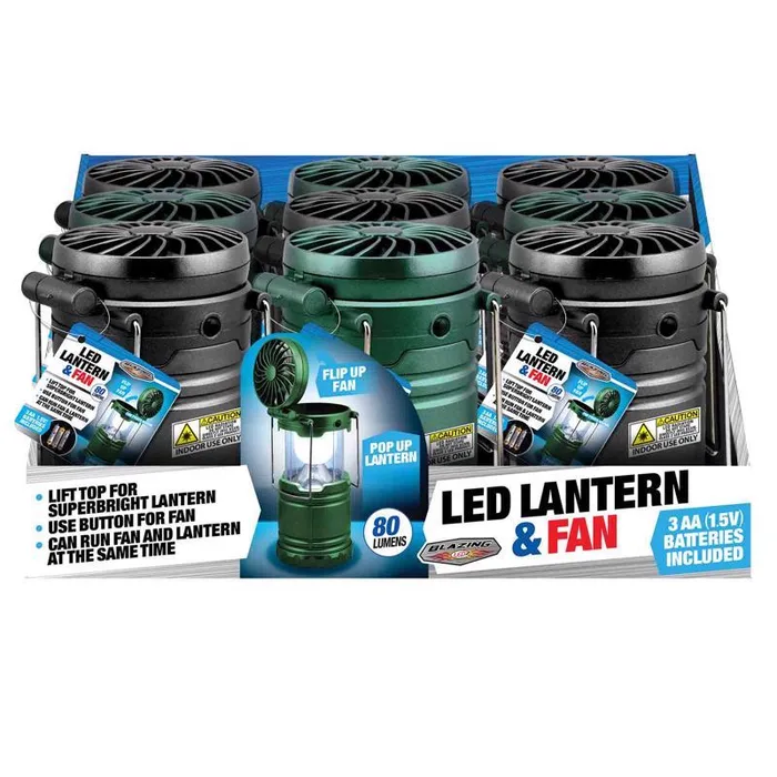 Blazing LEDz 80 lm Assorted LED LED Lantern & Fan (Pack of 9)