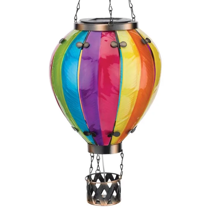 Regal Art & Gift 23.5 in. Solar Power Glass/Metal Balloon Rainbow Multicolored Lantern