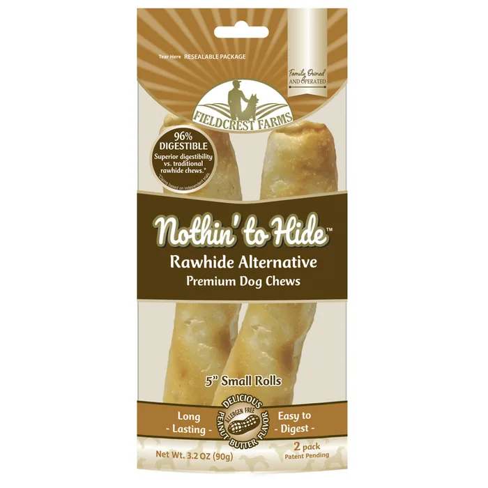 Fieldcrest Farms Nothin' to Hide Sm Roll Peanut Butter Grain Free Chews For Dogs 0.2 lb 5 in. 2 pk