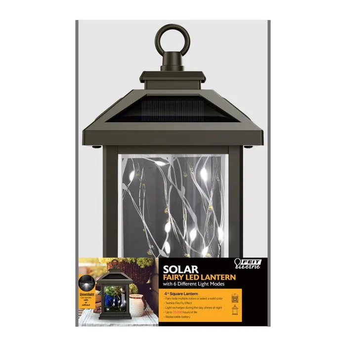 Feit Solar Fixtures 7 in. Solar Power Metal Square Bronze Hanging Pathway Light (Pack of 3)