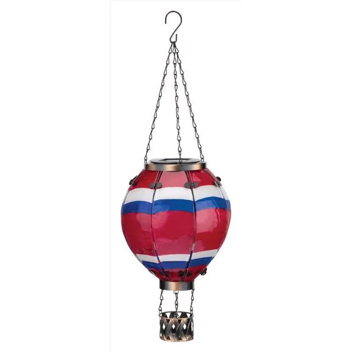 Regal Art & Gift 23.5 in. Solar Power Glass/Metal Hot Air Balloon Multicolored Lantern (Pack of 4)