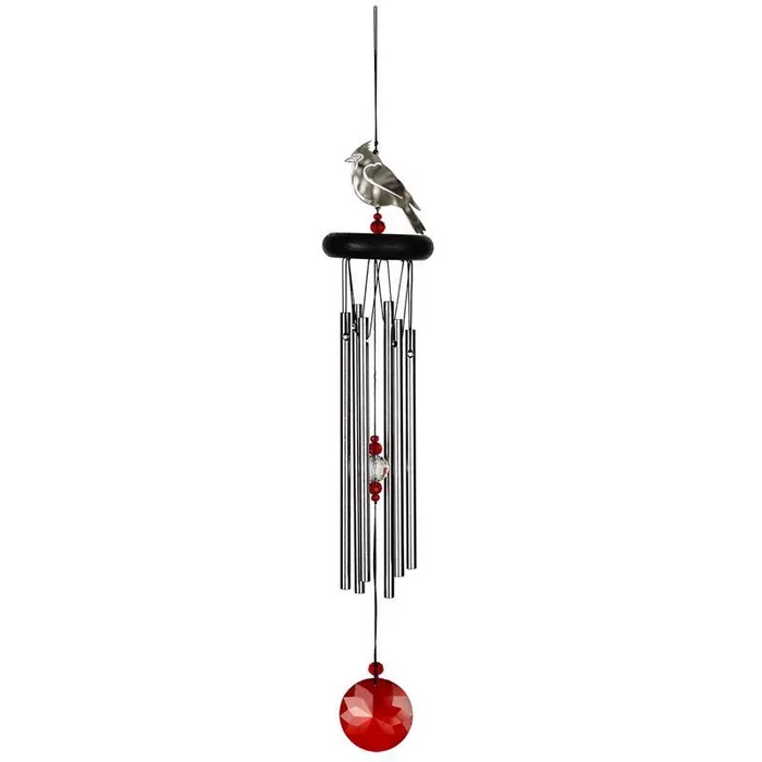 Woodstock Chimes Signature Collection Silver Aluminum/Wood 18 in. Crystal Cardinal Wind Chime
