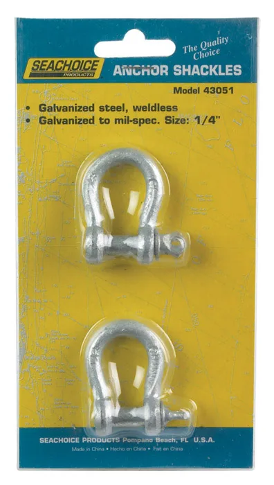 Seachoice Galvanized Steel 11.5 in. L X 1/4 in. W Shackle 2 pk