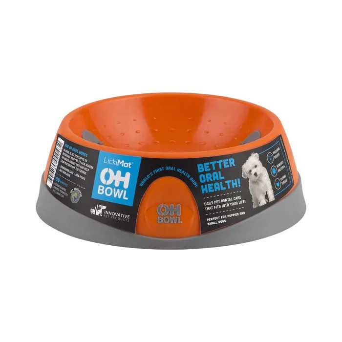 LickiMat OH Orange Plastic Small Pet Bowl For Dogs