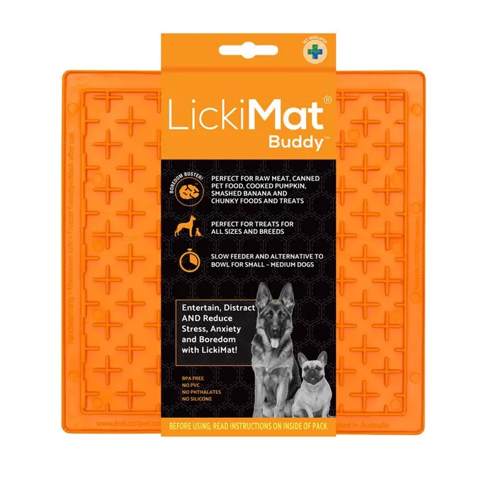 LickiMat Buddy Orange Rubber Slow Feeder For Dogs
