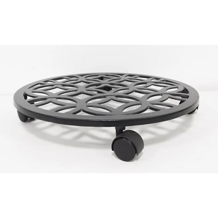 Living Accents 3 in. H Black Iron/Plastic Wheeled Plant Stand