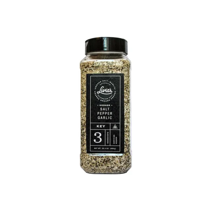 Livia's Kosher Salt, Pepper, and Garlic Seasoning Salt 28.4 oz