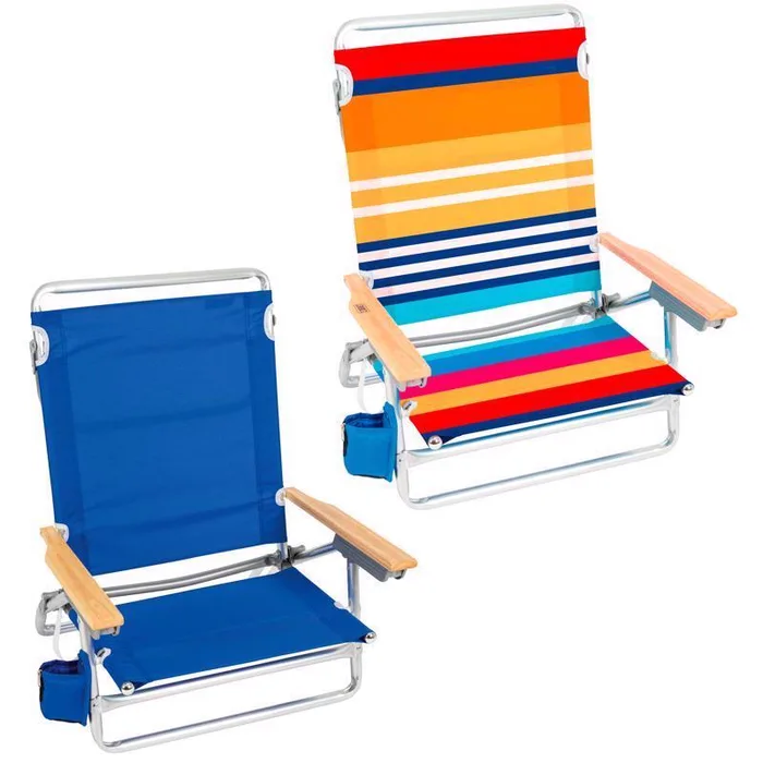 RIO Brands 5-Position Assorted Beach Folding Chair (Pack of 4)