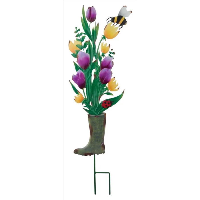 Regal Art & Gift Multicolored Metal 31 in. H X 9 in. L Flower Boot Outdoor Garden Stake (Pack of 12)